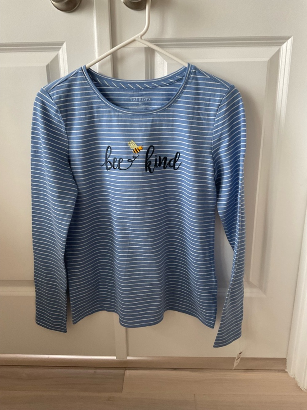 Talbots Long Sleeve Striped Top - Light Blue